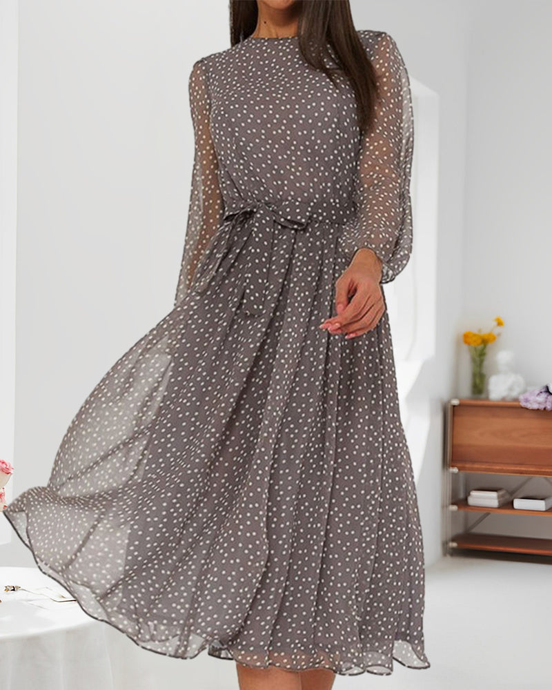 Women’s A-Line Polka Dot Dress Elegant Casual Style 2