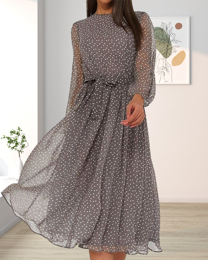 Women’s A-Line Polka Dot Dress Elegant Casual Style 3