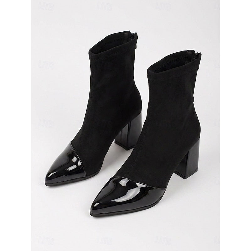 Women’s Ankle Boots Cap-Toe Chunky Heel Design 0