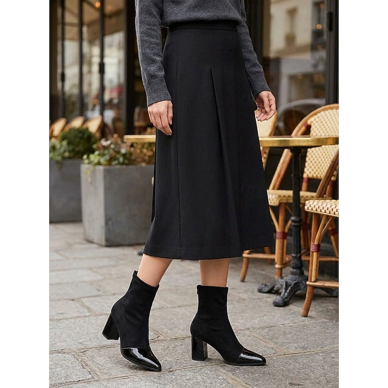 Women’s Ankle Boots Cap-Toe Chunky Heel Design 2