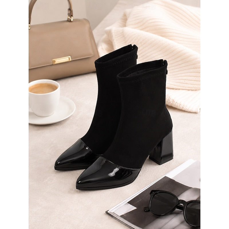 Women’s Ankle Boots Cap-Toe Chunky Heel Design 3