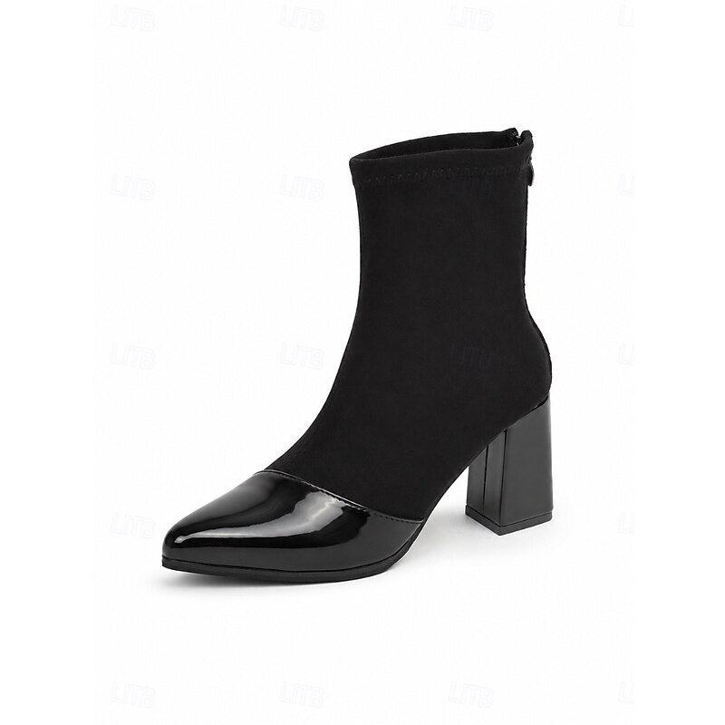 Women’s Ankle Boots Cap-Toe Chunky Heel Design 5