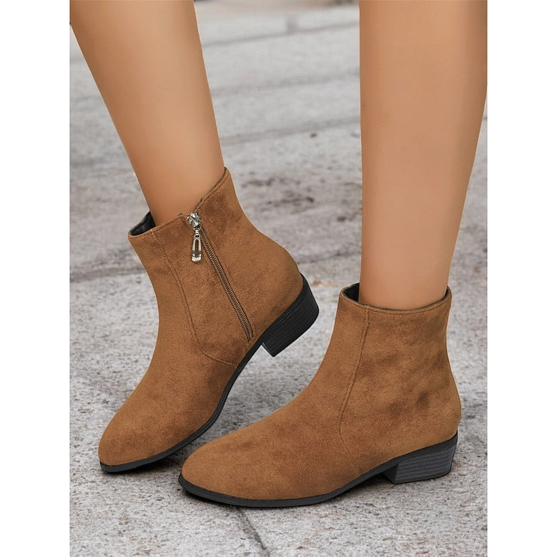 Women’s Ankle Boots Side-Zip Block Heel Design 0