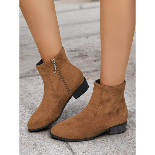 Women’s Ankle Boots Side-Zip Block Heel Design 0