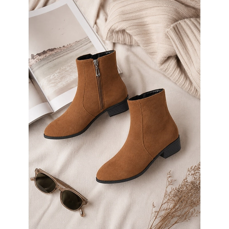 Women’s Ankle Boots Side-Zip Block Heel Design 3