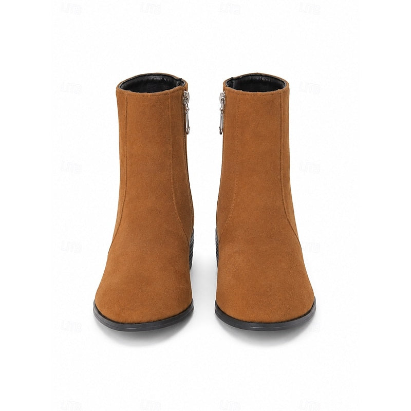 Women’s Ankle Boots Side-Zip Block Heel Design 4