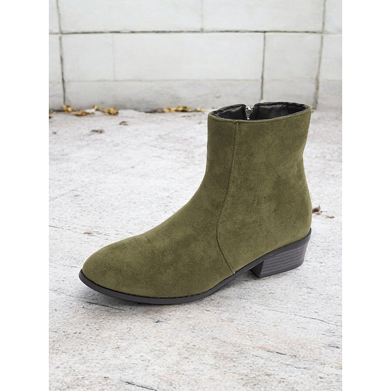 Women’s Ankle Boots Side-Zip Block Heel Design 7
