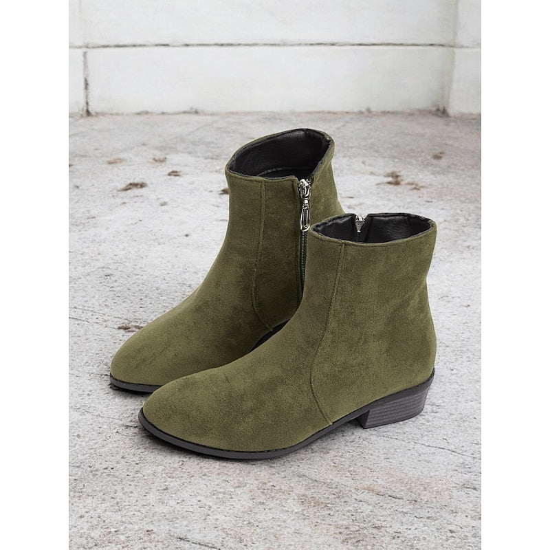 Women’s Ankle Boots Side-Zip Block Heel Design 8