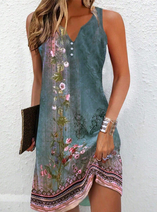 Women’s Asymmetric Midi Dress Vibrant Abstract Art Print 7