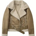 Women’s Aviator Jacket Classic Warm Design with Belted Waist 0