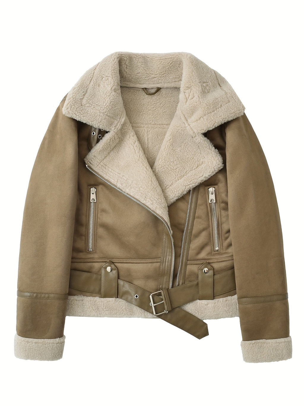 Women’s Aviator Jacket Classic Warm Design with Belted Waist 1