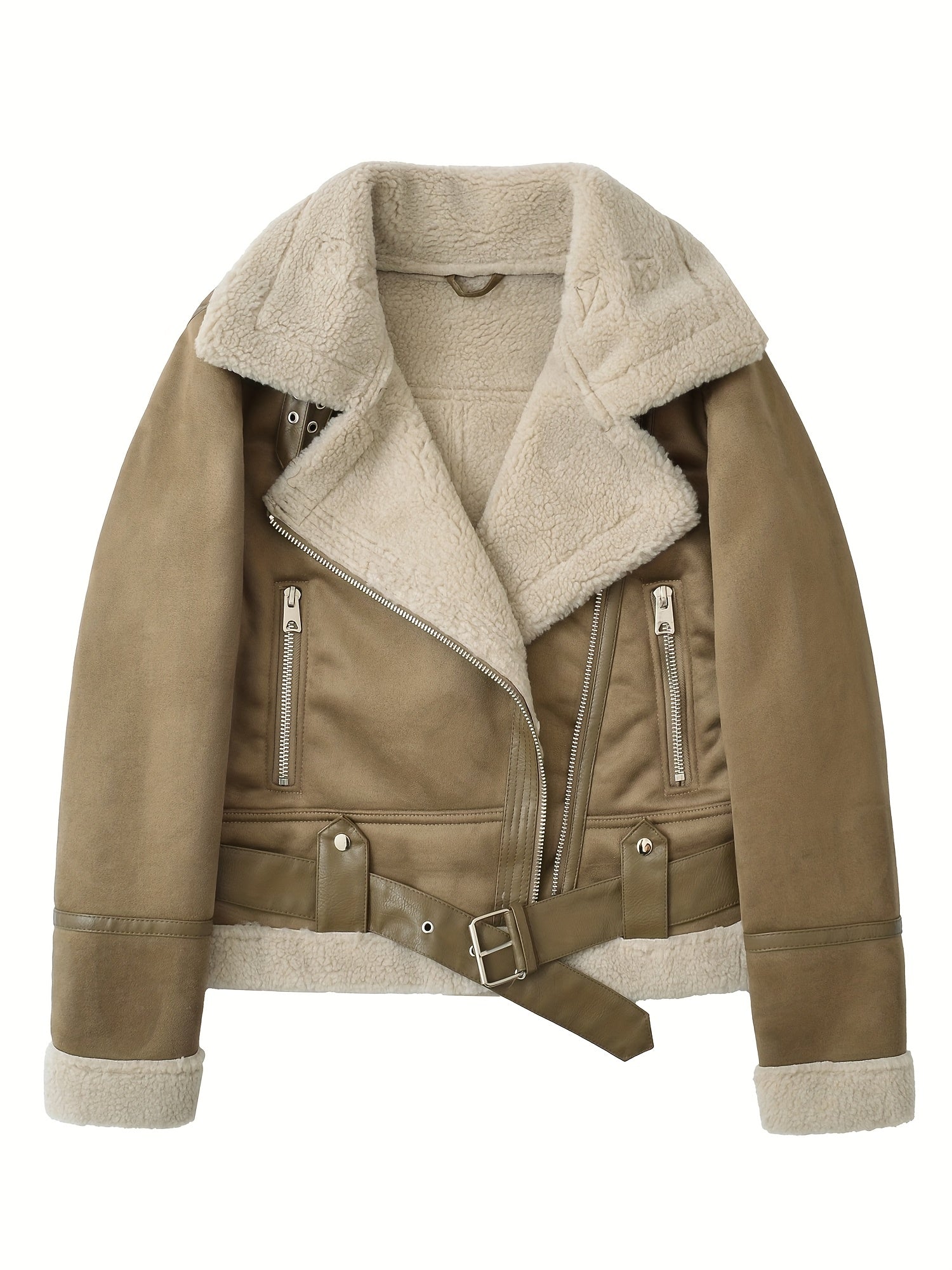 Women’s Aviator Jacket Classic Warm Design with Belted Waist 1