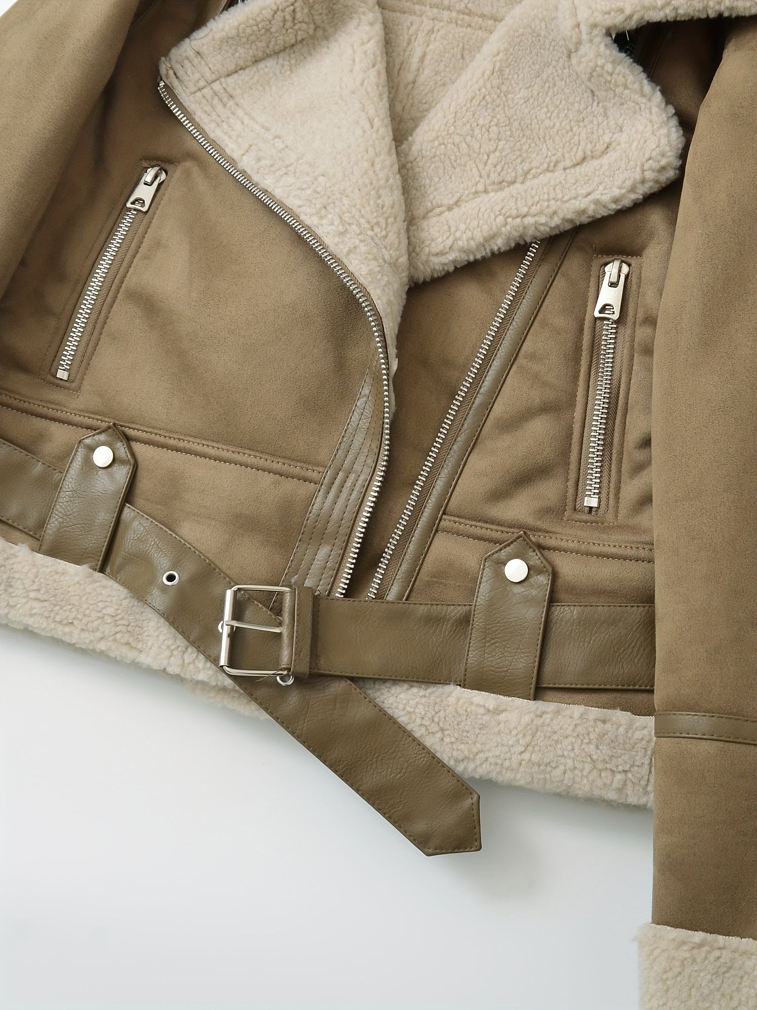 Women’s Aviator Jacket Classic Warm Design with Belted Waist 3