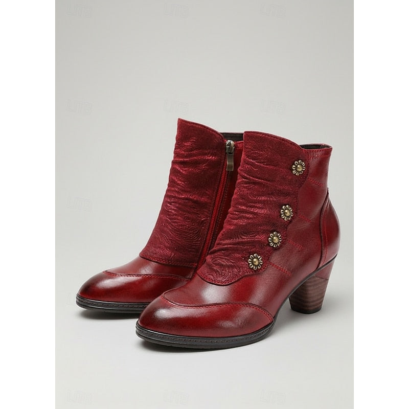 Women’s Black Ankle Boots Comfortable Block Heel Design 0