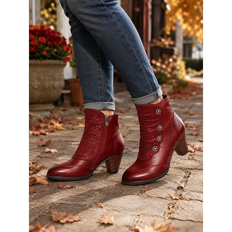 Women’s Black Ankle Boots Comfortable Block Heel Design 2