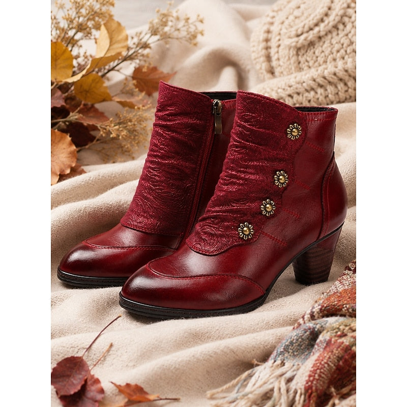 Women’s Black Ankle Boots Comfortable Block Heel Design 3