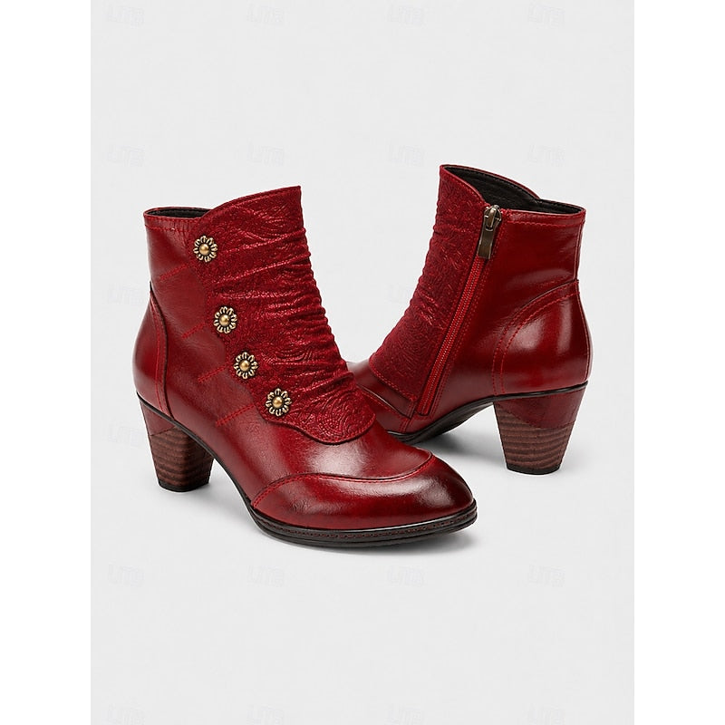 Women’s Black Ankle Boots Comfortable Block Heel Design 4