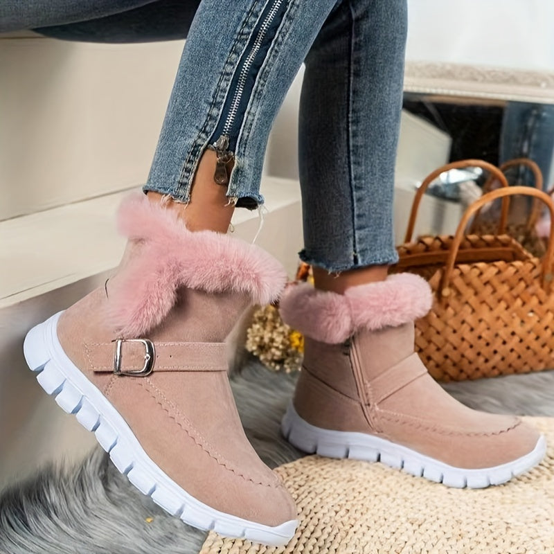 Women’s Black Ankle Boots Plush Trim Cozy Winter Style 2