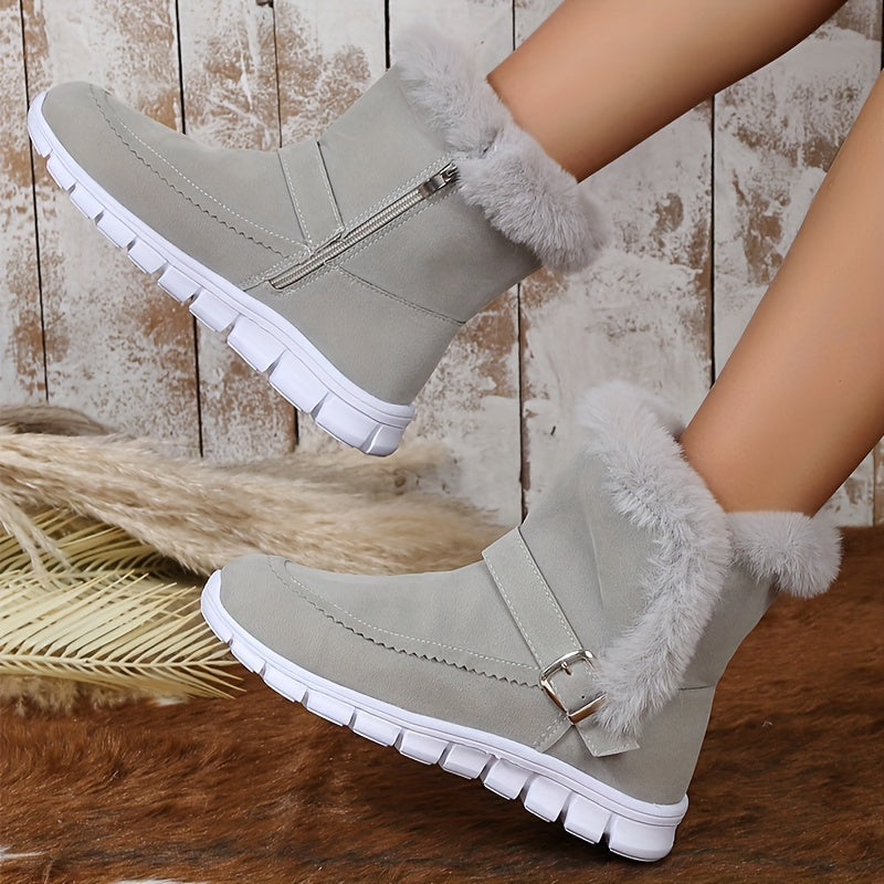 Women’s Black Ankle Boots Plush Trim Cozy Winter Style 7