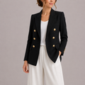 Women’s Black Blazer Tailored Fit with Gold Buttons 0