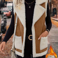 Women’s Black Gilet Sleeveless Vest with Lapel Collar and Pockets 0