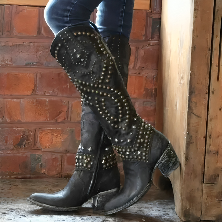 Women’s Black Knee High Boots Stylish Pointed Toe Design 2