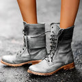 Women’s Black Lace-Up Combat Boots Stylish and Rugged Design 0
