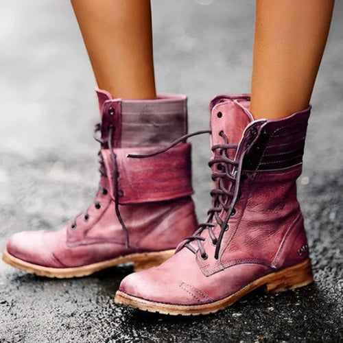 Women’s Black Lace-Up Combat Boots Stylish and Rugged Design 1