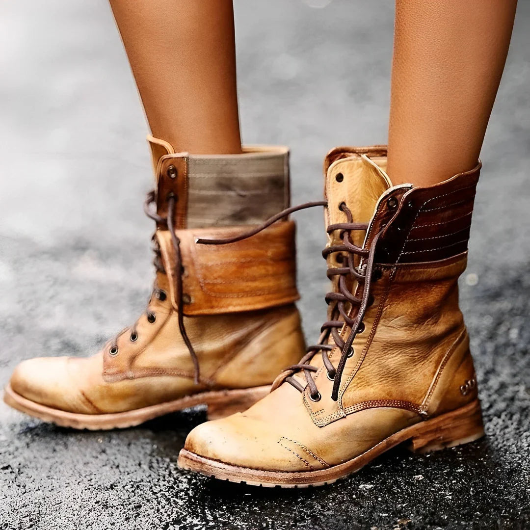 Women’s Black Lace-Up Combat Boots Stylish and Rugged Design 2