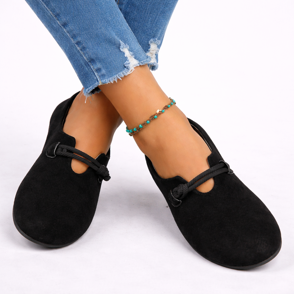 Women’s Black Loafers Slip-On Design with Soft Supportive Sole 1
