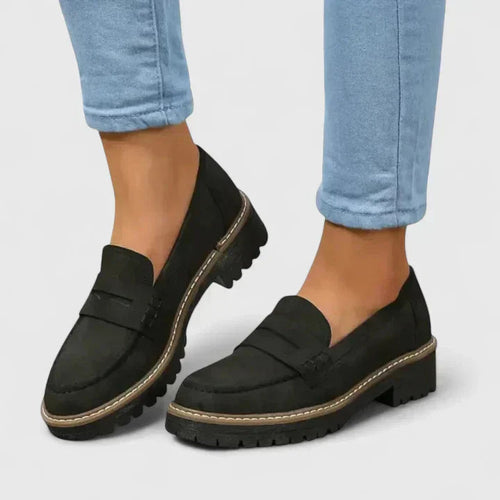Women’s Black Penny Loafers Classic Comfortable Design for Everyday Wear 0