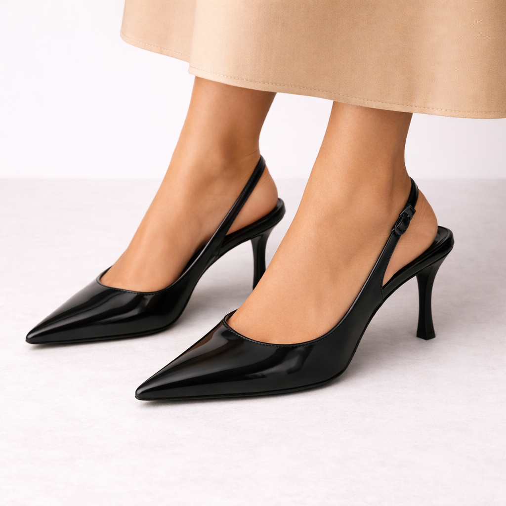 Women’s Black Slingback Heels Elegant Pointed Toe Design 3