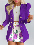 Women’s Blazer and Skirt Set Elegant Floral Design 0
