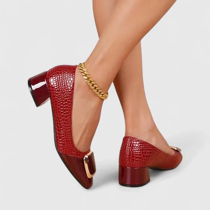 Women’s Block Heel Loafers Croc-Embossed Design for Comfortable Style 1