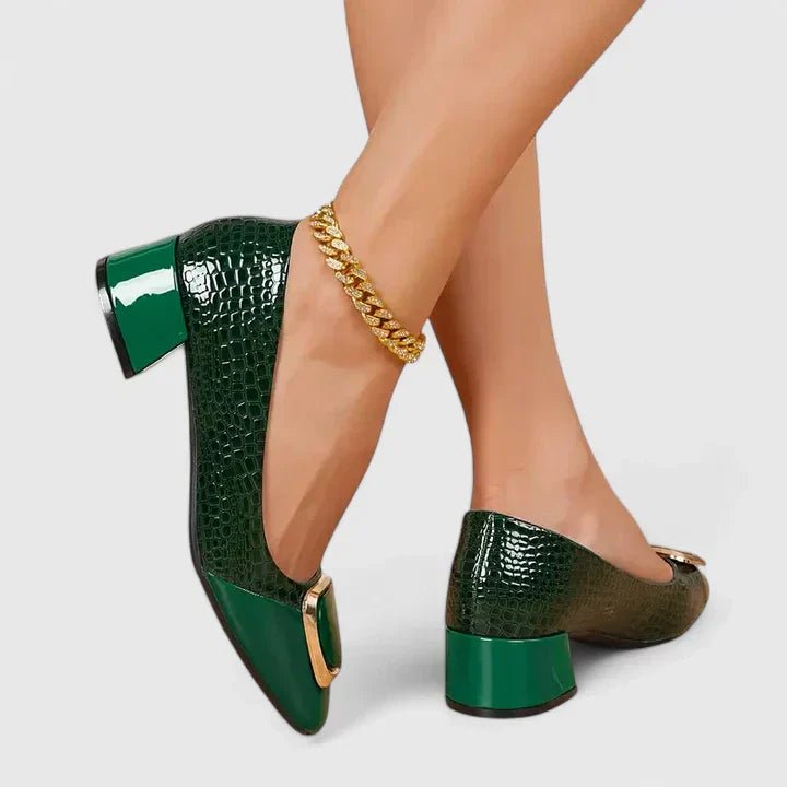 Women’s Block Heel Loafers Croc-Embossed Design for Comfortable Style 2