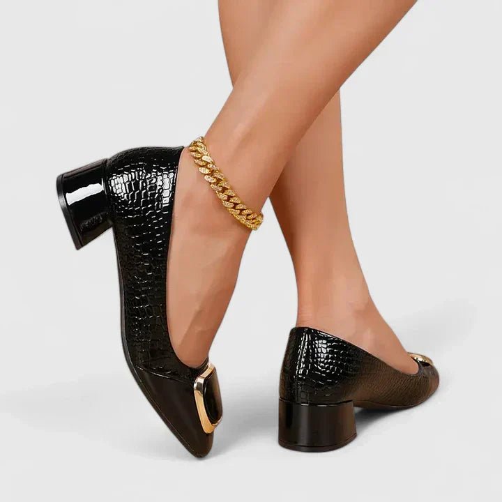 Women’s Block Heel Loafers Croc-Embossed Design for Comfortable Style 3