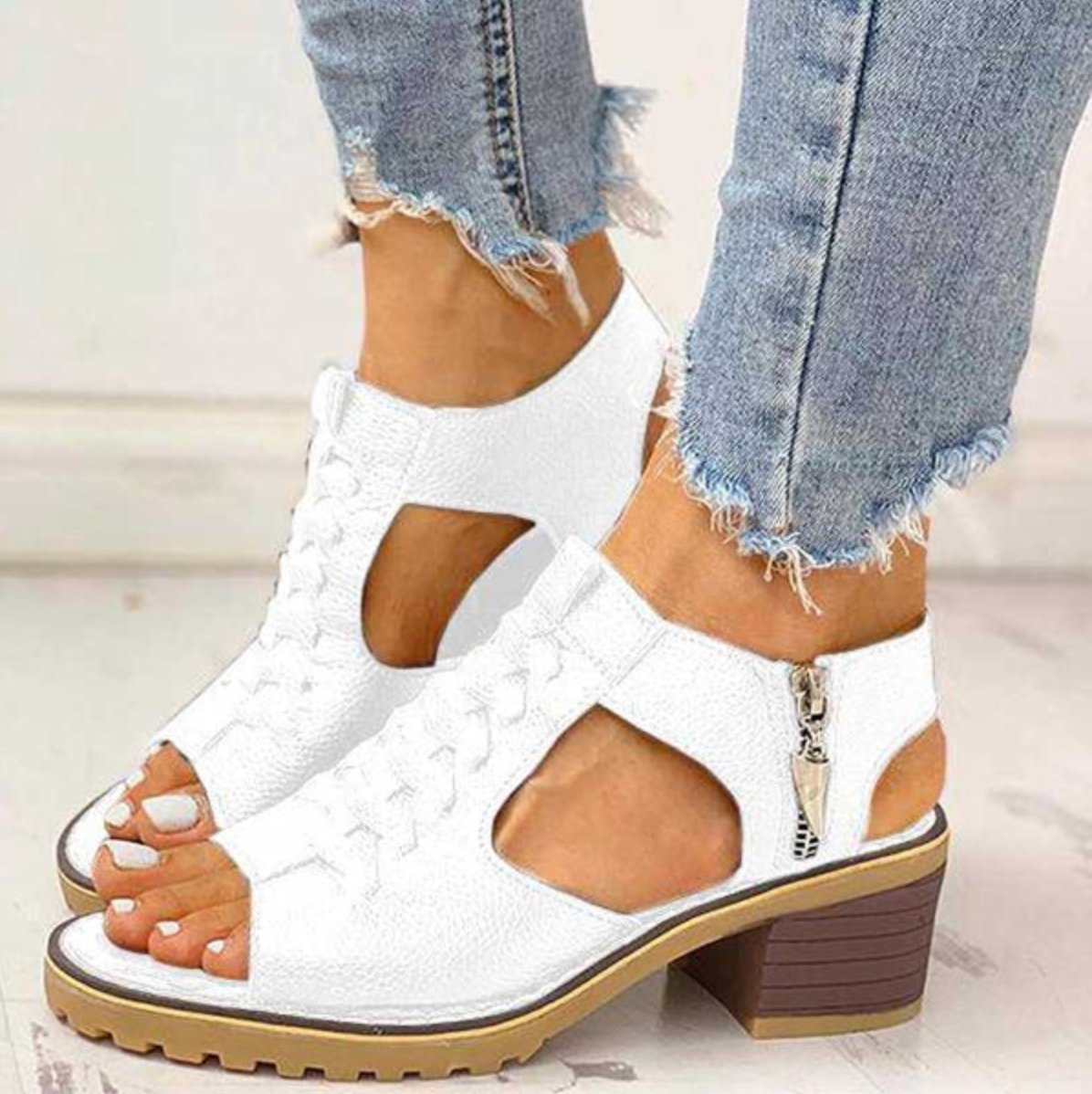 Women’s Block Heel Sandals Lace-Up Ankle Strap Open Toe 2