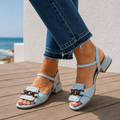 Women’s Block Heel Sandals with Tortoiseshell Chain Detail 0