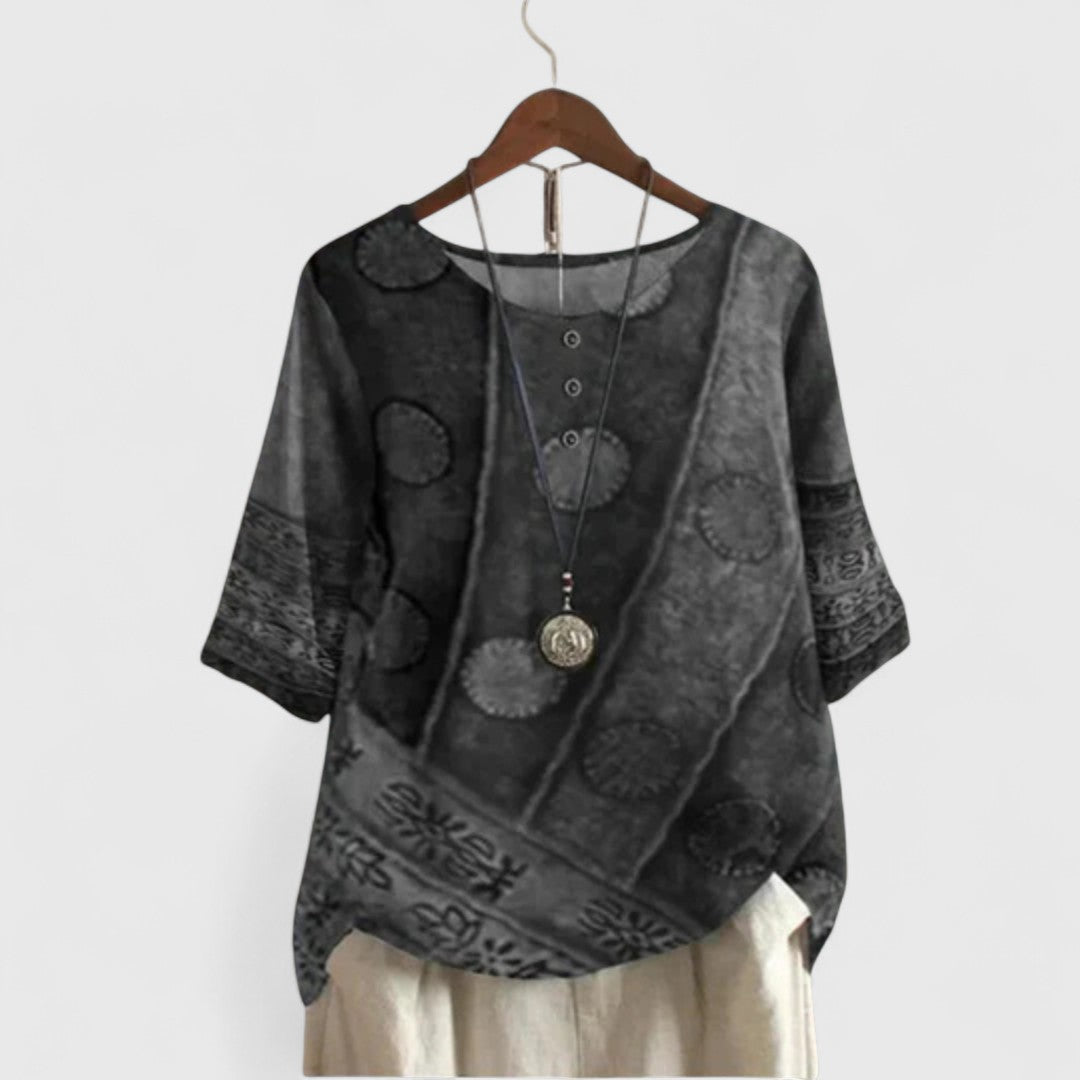 Women’s Bohemian Artistic Top Vibrant Patchwork Design 2