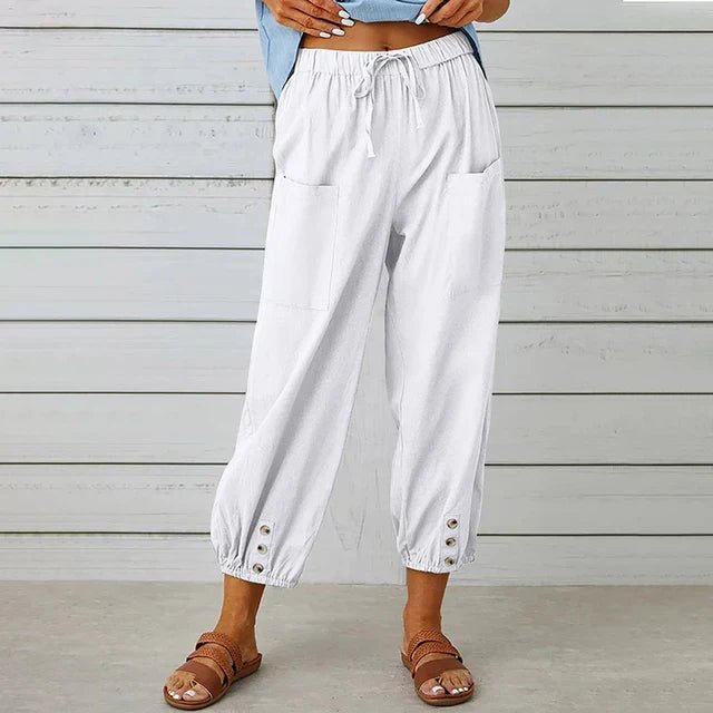 Women’s Boho Cropped Trousers High Waist Relaxed Fit 6