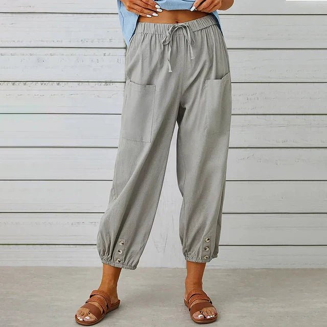Women’s Boho Cropped Trousers High Waist Relaxed Fit 7