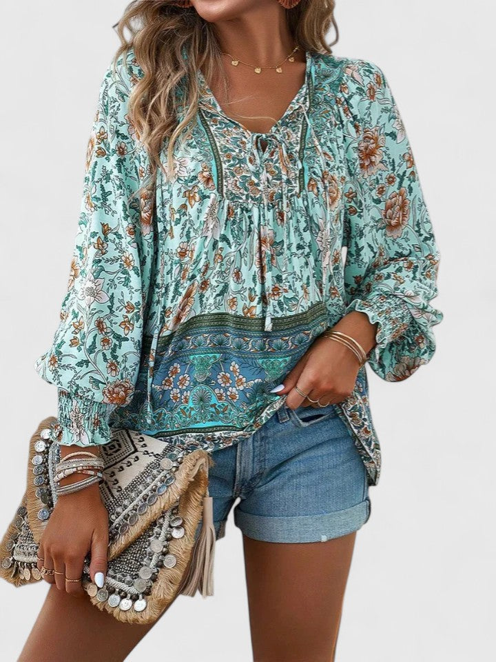 Women’s Boho Floral Long Sleeve Top Relaxed Fit Summer Style 6