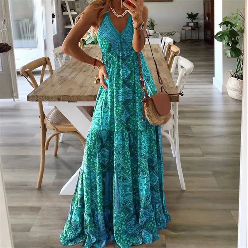 Women’s Boho Maxi Dress Flowy Summer Style 0