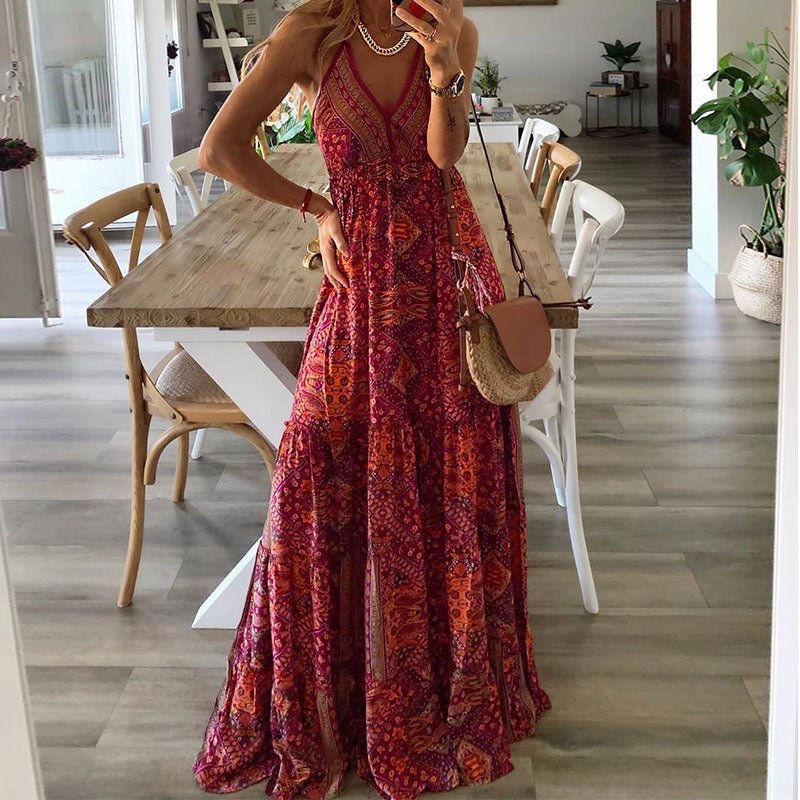 Women’s Boho Maxi Dress Flowy Summer Style 1