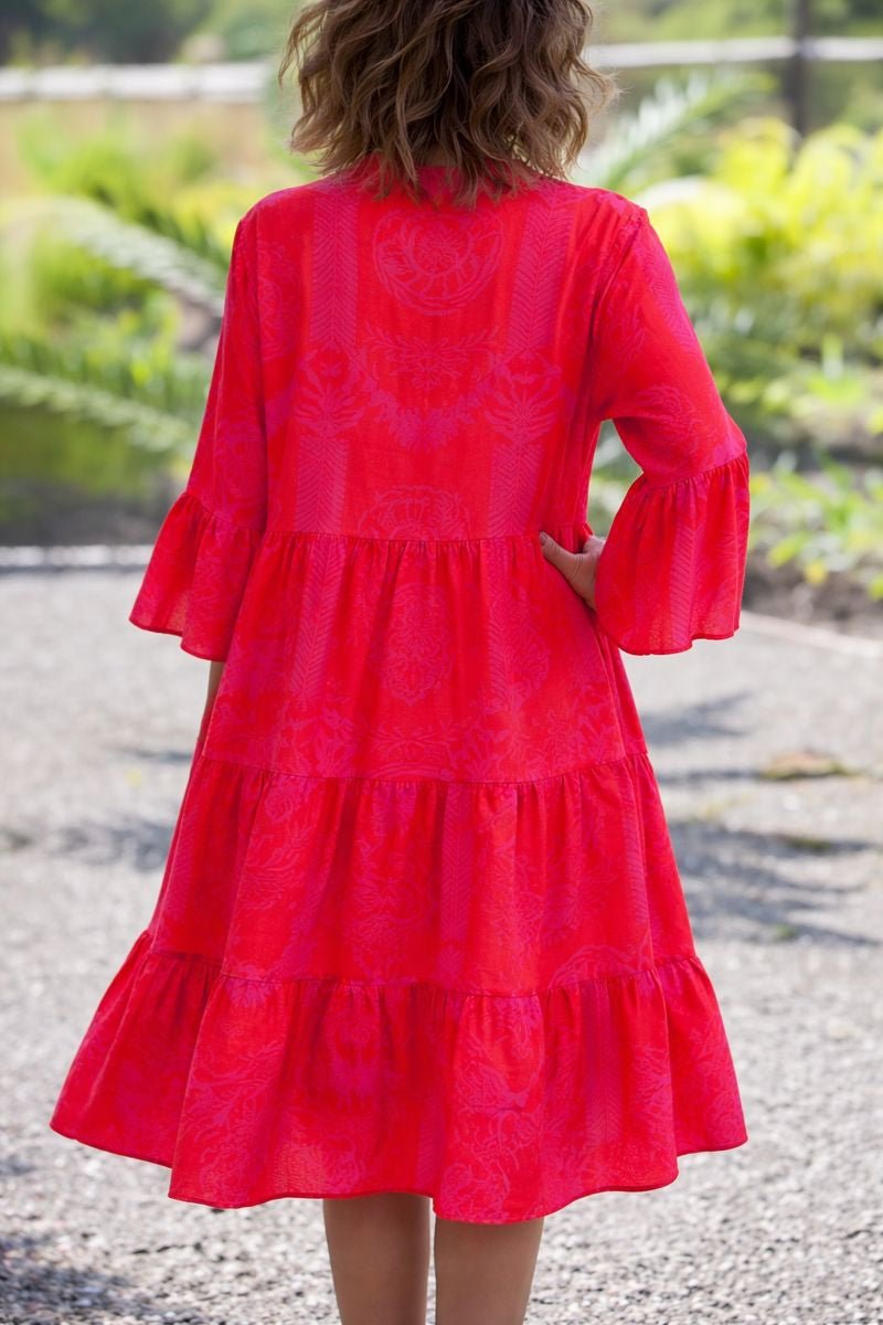 Women’s Boho Maxi Dress Flowy V-Neck Tiered Design 2