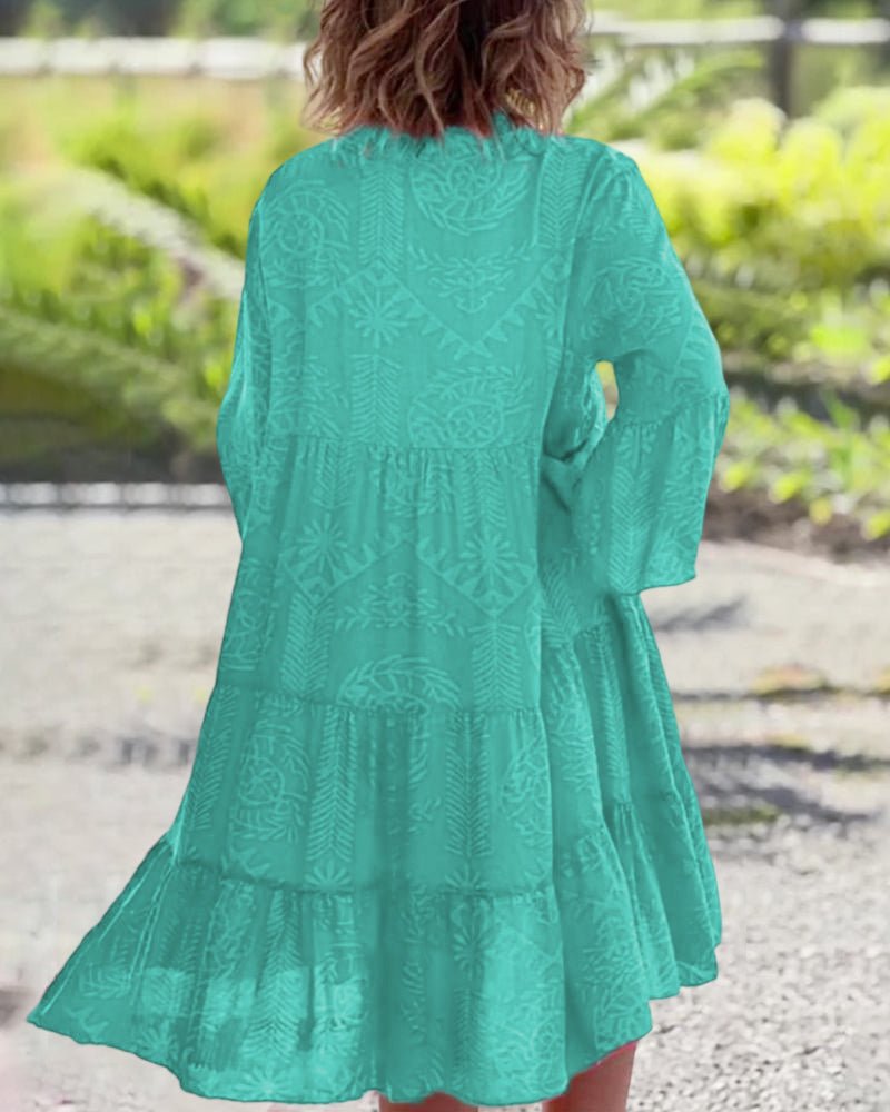 Women’s Boho Maxi Dress Flowy V-Neck Tiered Design 5