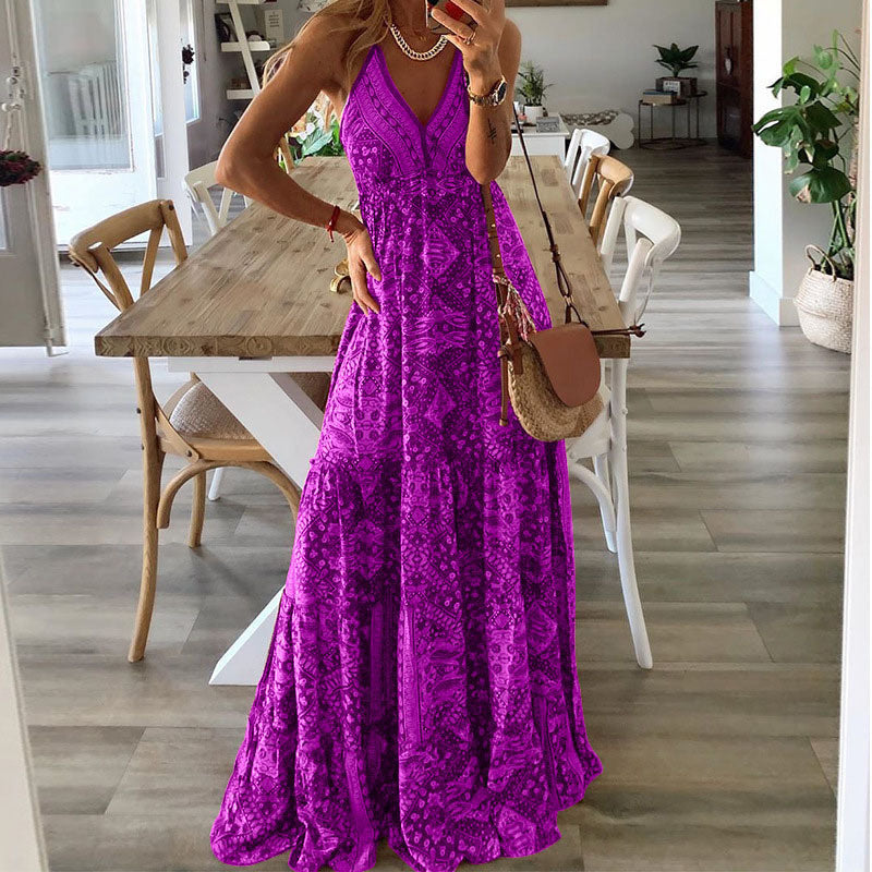 Women’s Boho Maxi Dress Flowy V Neck for Summer Style 2