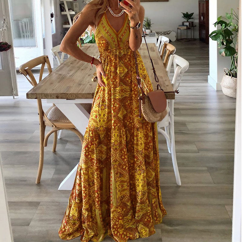 Women’s Boho Maxi Dress Flowy V Neck for Summer Style 3