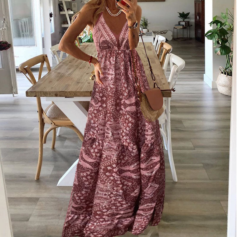 Women’s Boho Maxi Dress Flowy V Neck for Summer Style 4