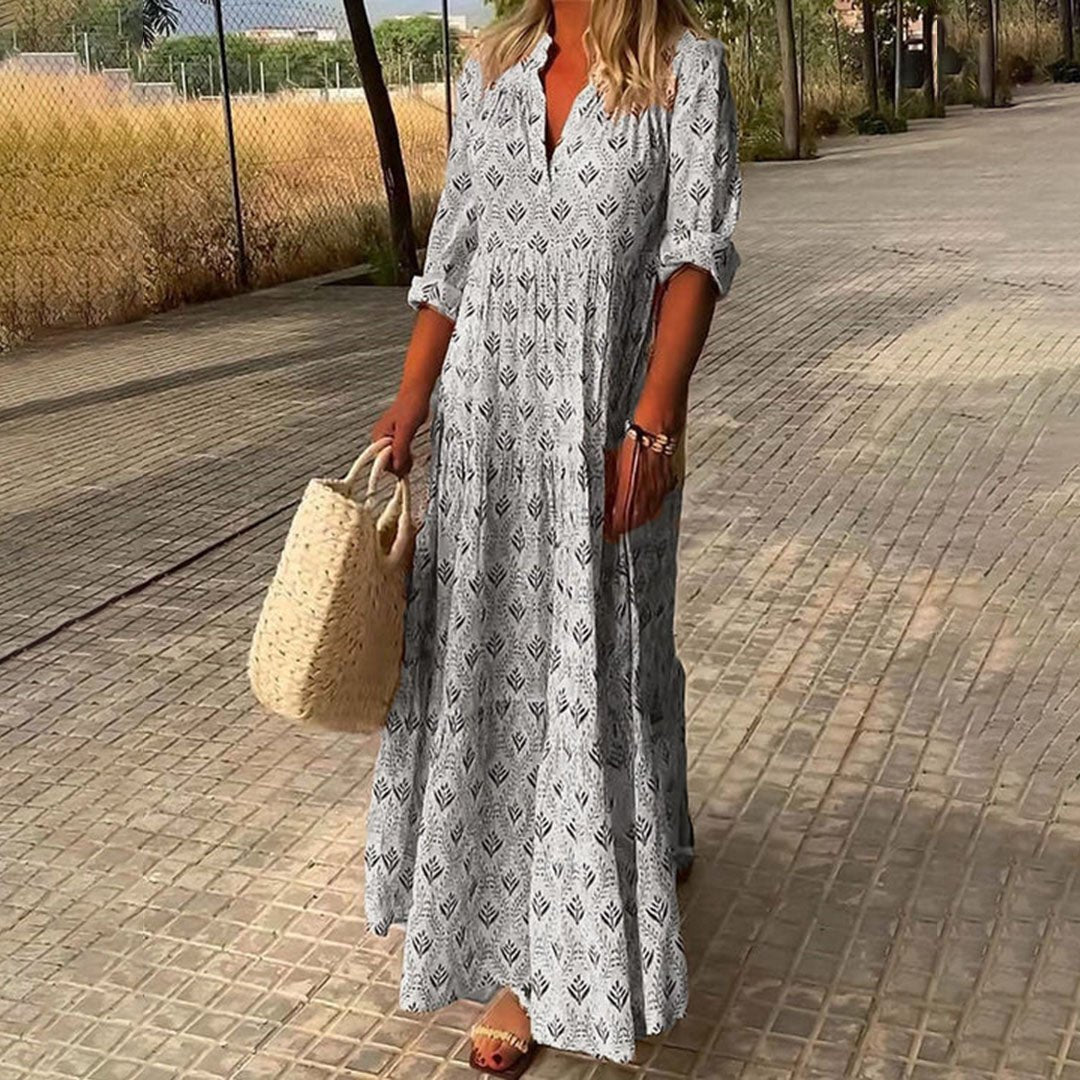 Women’s Boho Maxi Dress V-Neck Long Sleeve Summer Style 2